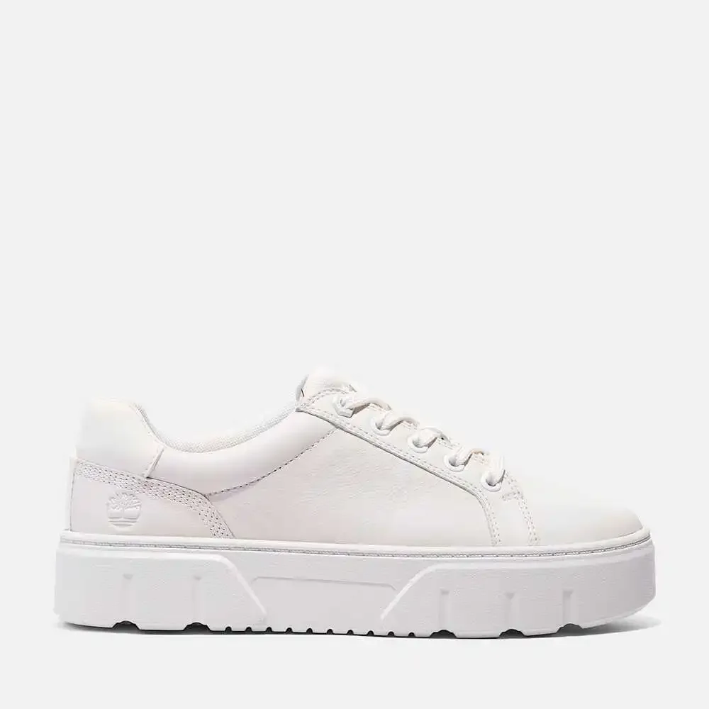 TIMBERLAND WOMEN'S 9.5 LAUREL COURT LOW LACE SNKR WHT FULL GRAIN NIB